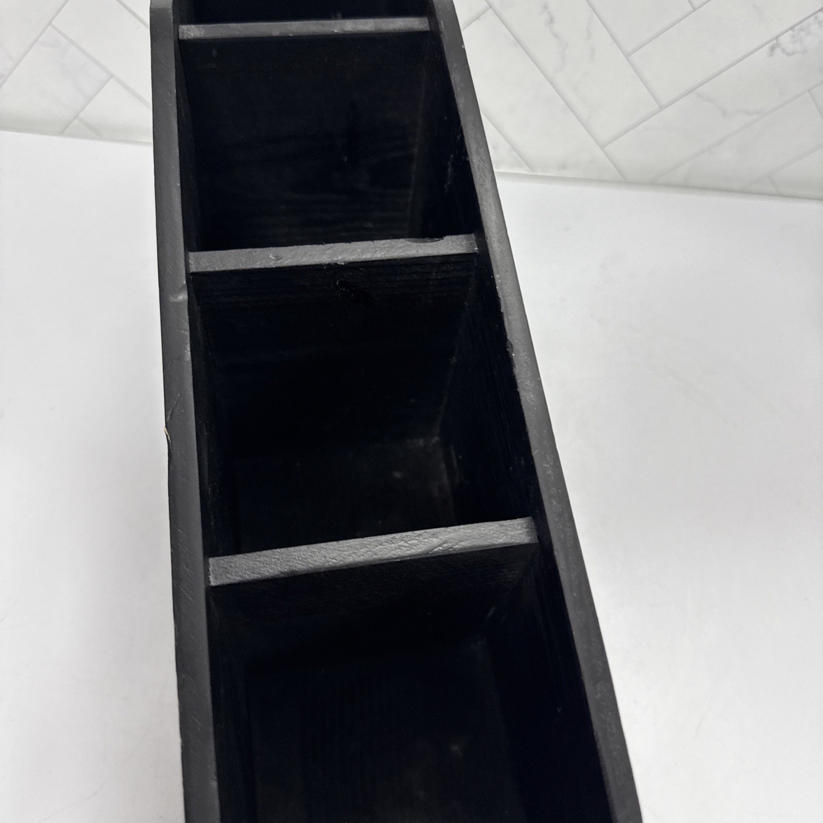Black Wooden Coffin Display Remote Control Holder Shelf Free Standing Halloween