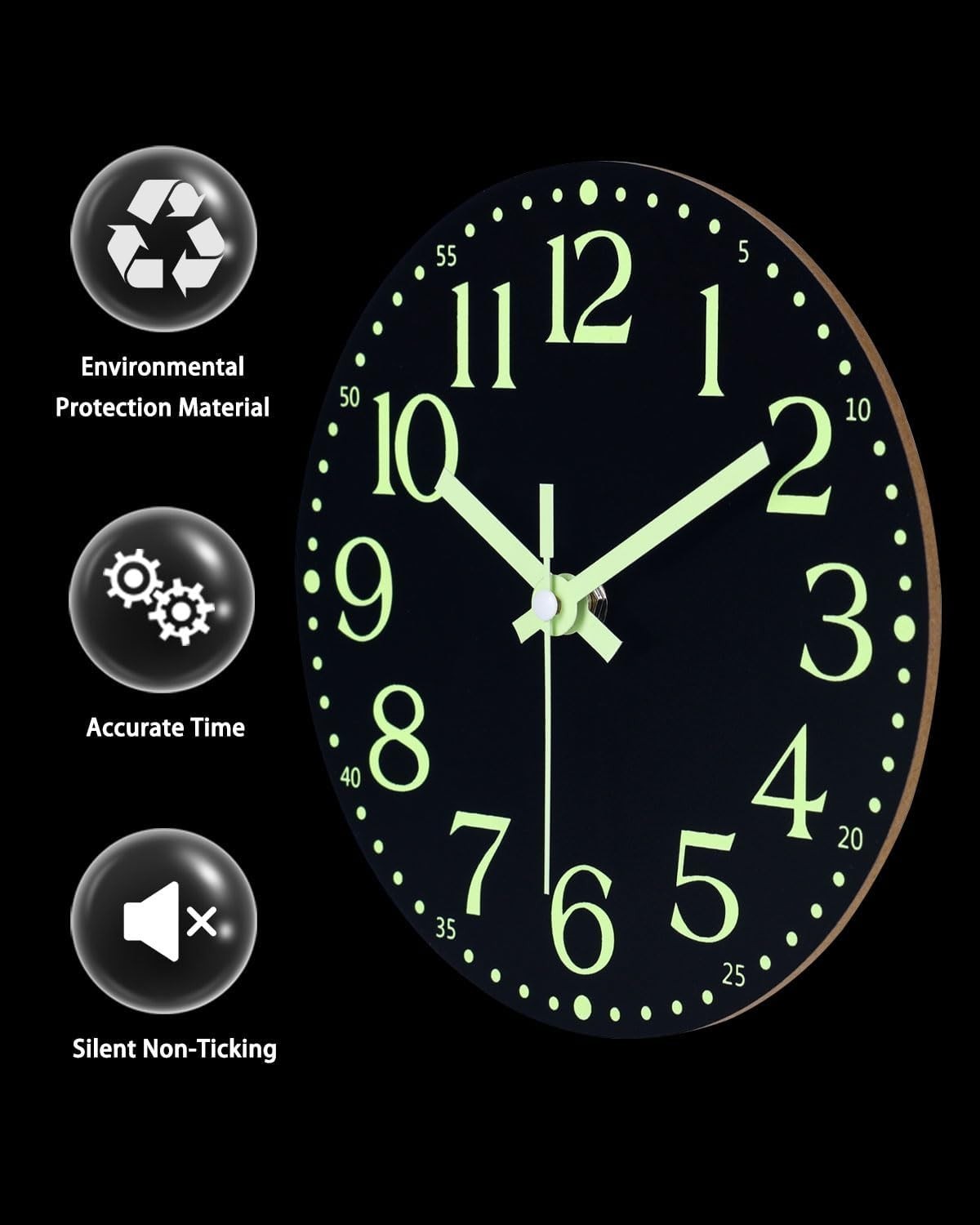 Luminous 8-Inch Wall Clock – Silent Battery Powered Decor for Home Offices