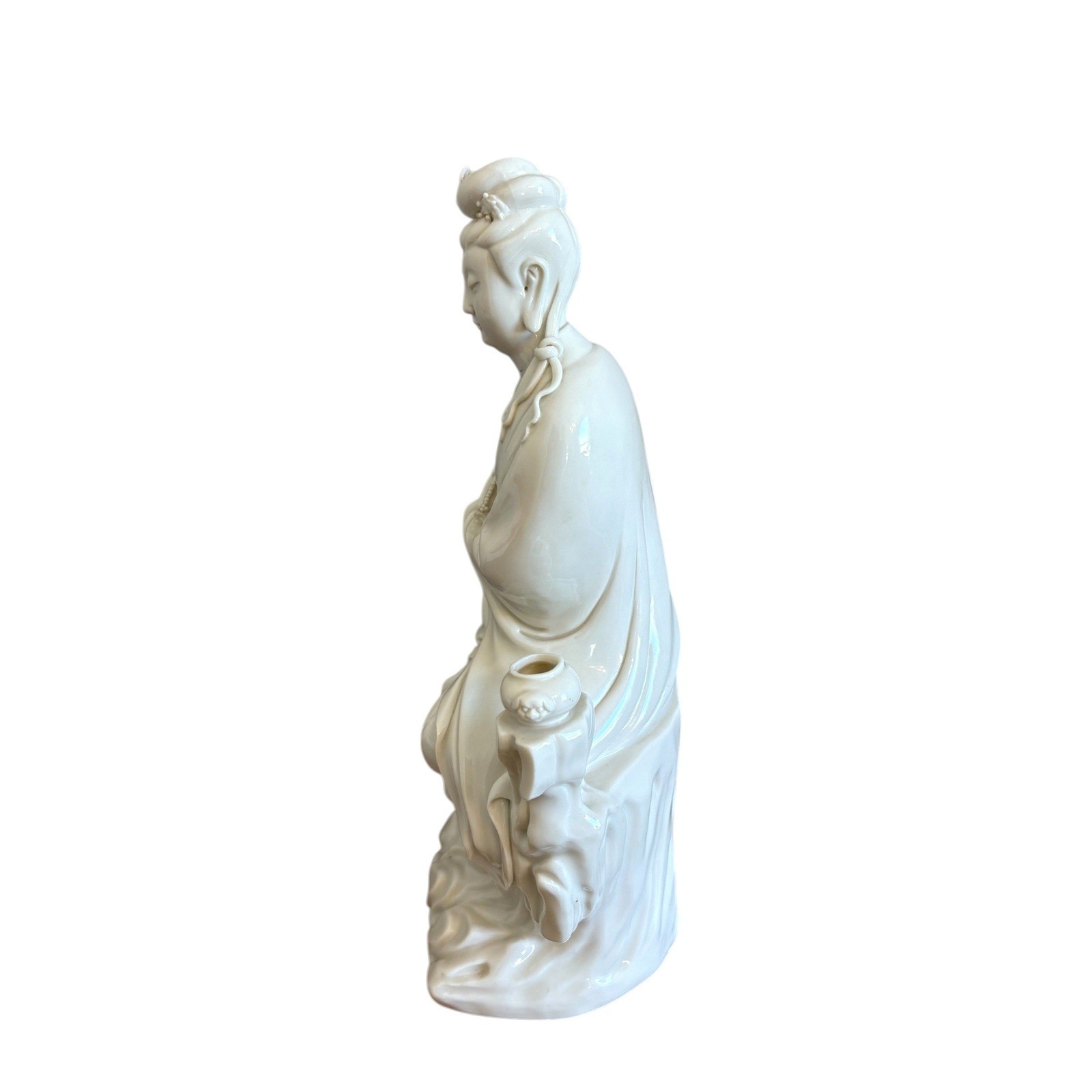 Vintage Blanc de Chine Guan Yin Porcelain Statue 11.5″ White Figurine