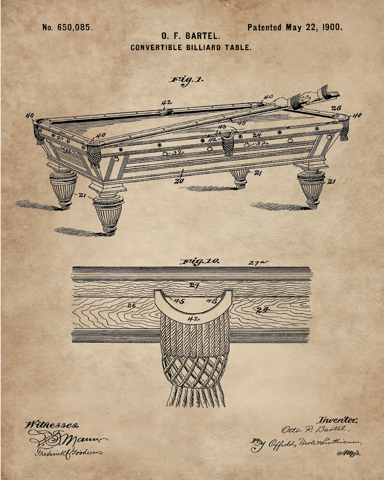 6 Billiards Patent Wall Art Prints – 8×10 in – Gifts for Pool Players Room Decor