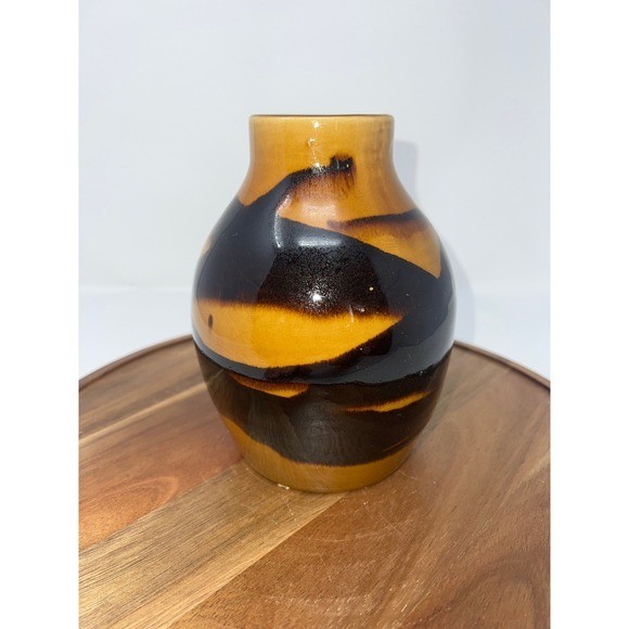 Unique Ceramic Vase Earth Tones Abstract Design