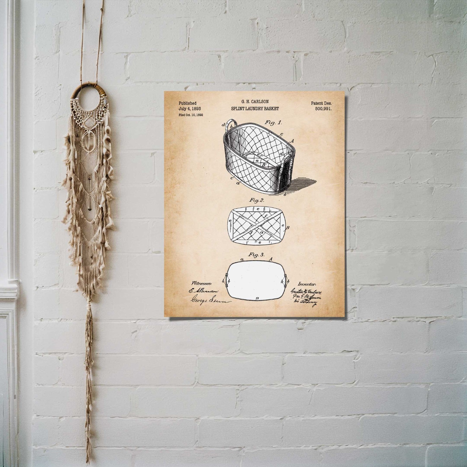 Laundry Room Décor, Patent Laundry Basket Poster Print