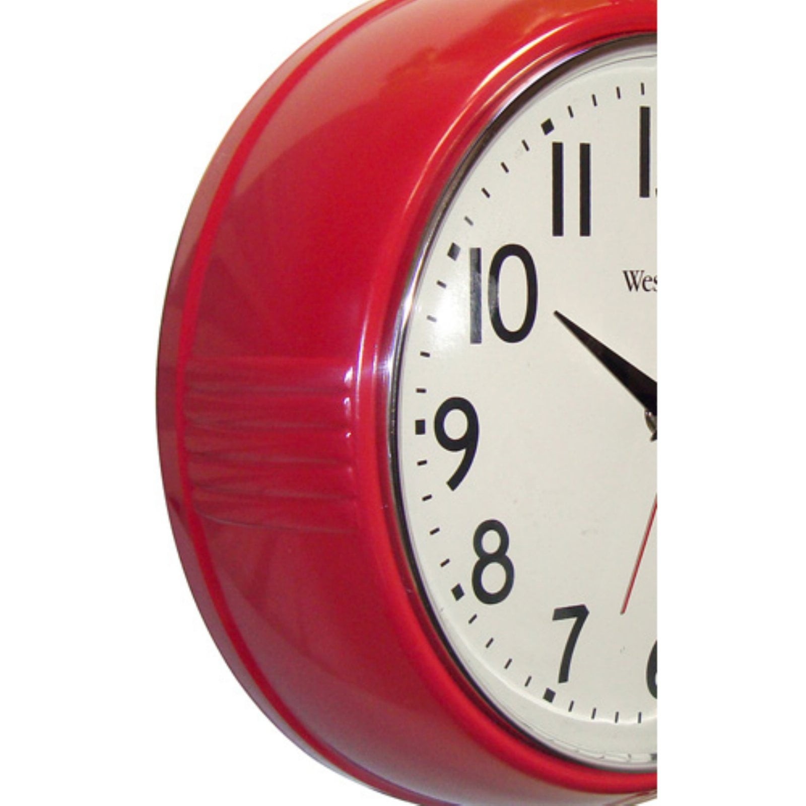 9.5″ Red Retro 1950s Convex Glass Lens Analog Quartz Accurate Wall Clock