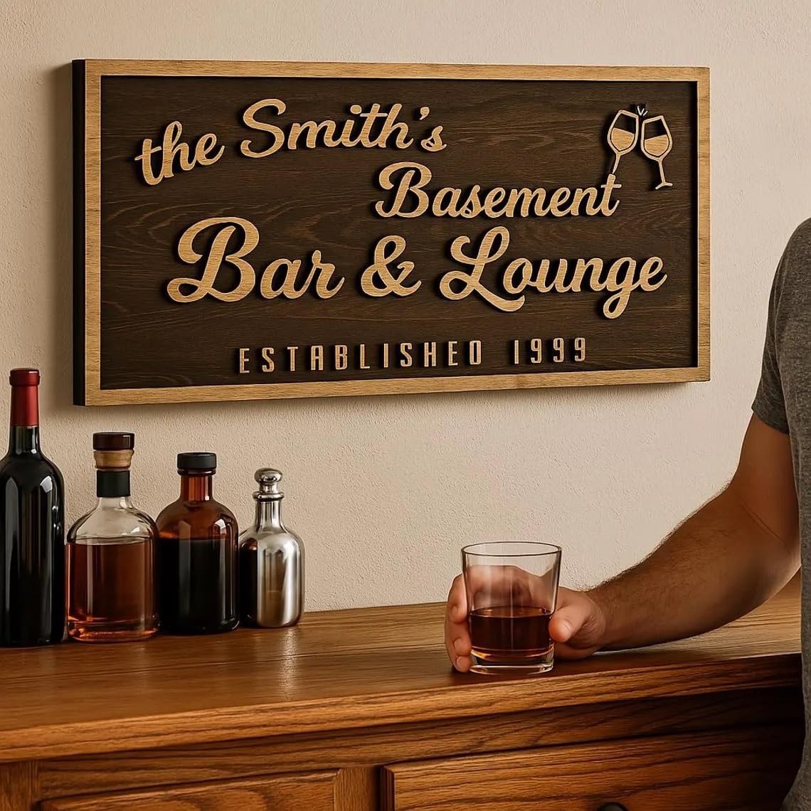 Custom Personalized Backyard Basement Home Bar Grill and Lounge Signs