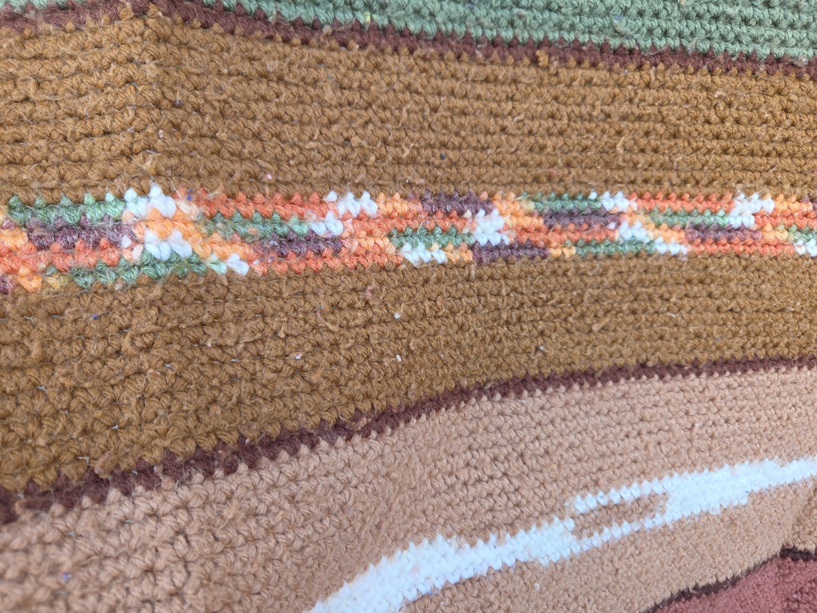 Hand Knitted Afghan Blanket Throw Vintage Crochet 65″ T x 54″ W Multi Color