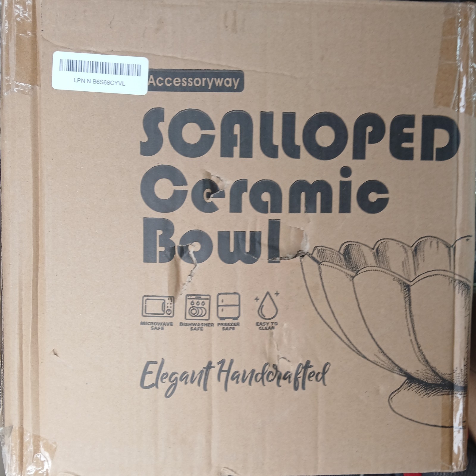 Accessoryway Large White Ceramic Footed Bowl-10.6″ Wide-NEW IN ORIG BOX