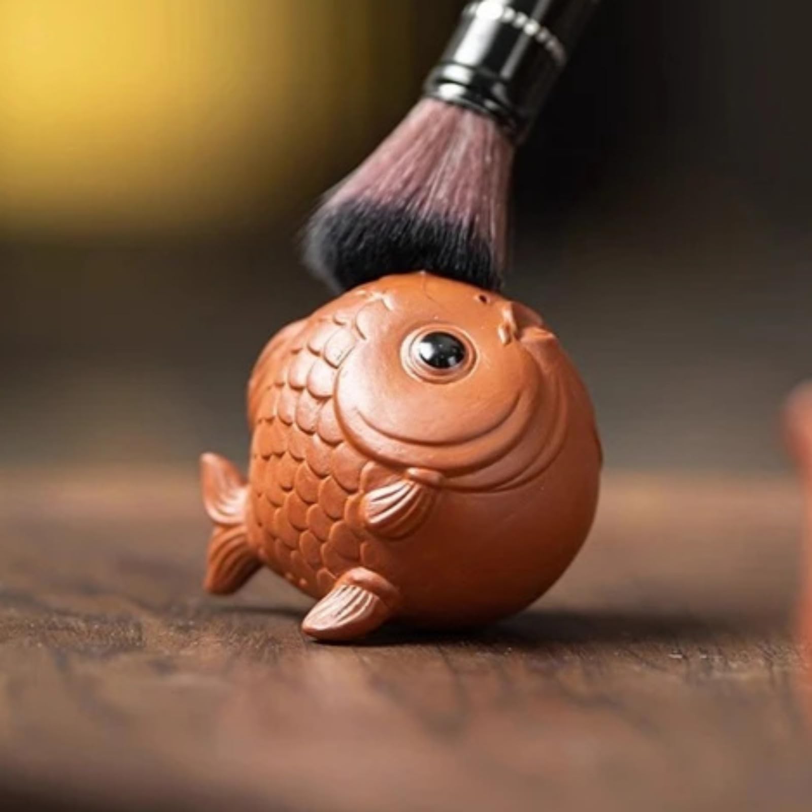 Koi Red Purple Clay Incense Holder Tea Pet 6.7cm 2.7in Tea Table Decor Tea Play