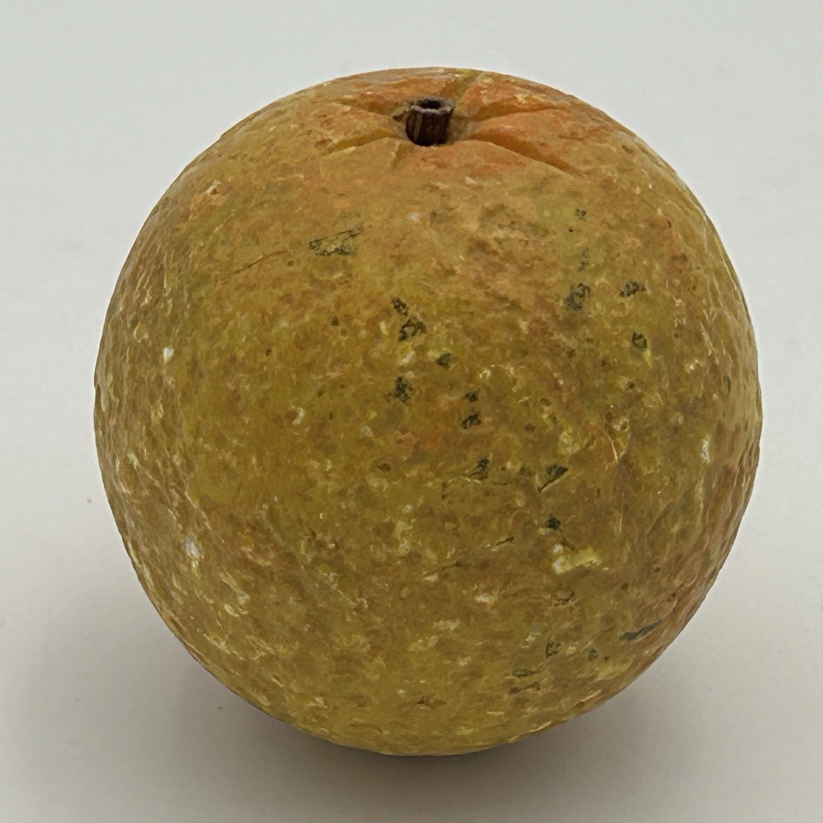 Vintage Italian Alabaster Orange Hand Painted Stone Fruit Carved Marble MCM