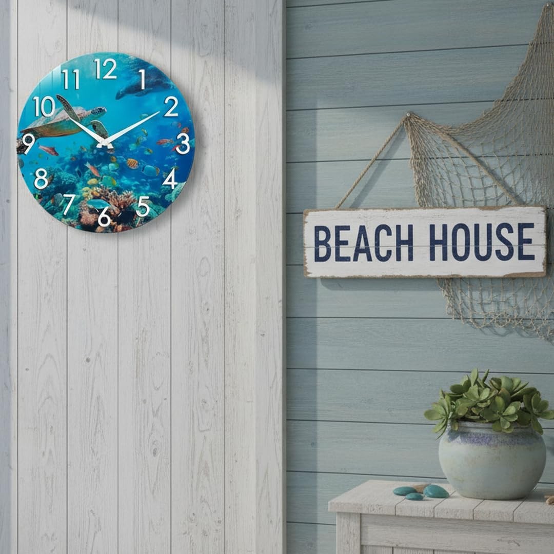 Outdoor Clock Waterproof – Nautical Ocean Decor Indoor Outdoor Wall Clocks for P