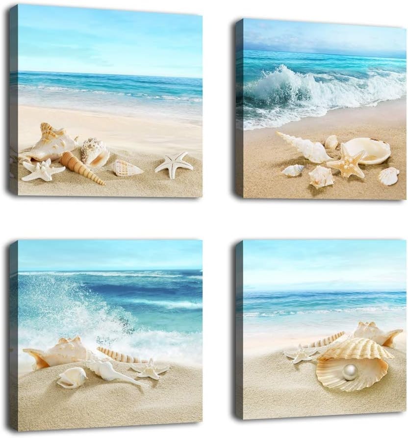 Water-Resistant Coastal Beach Canvas Art – Perfect for Bathroom or Living Room