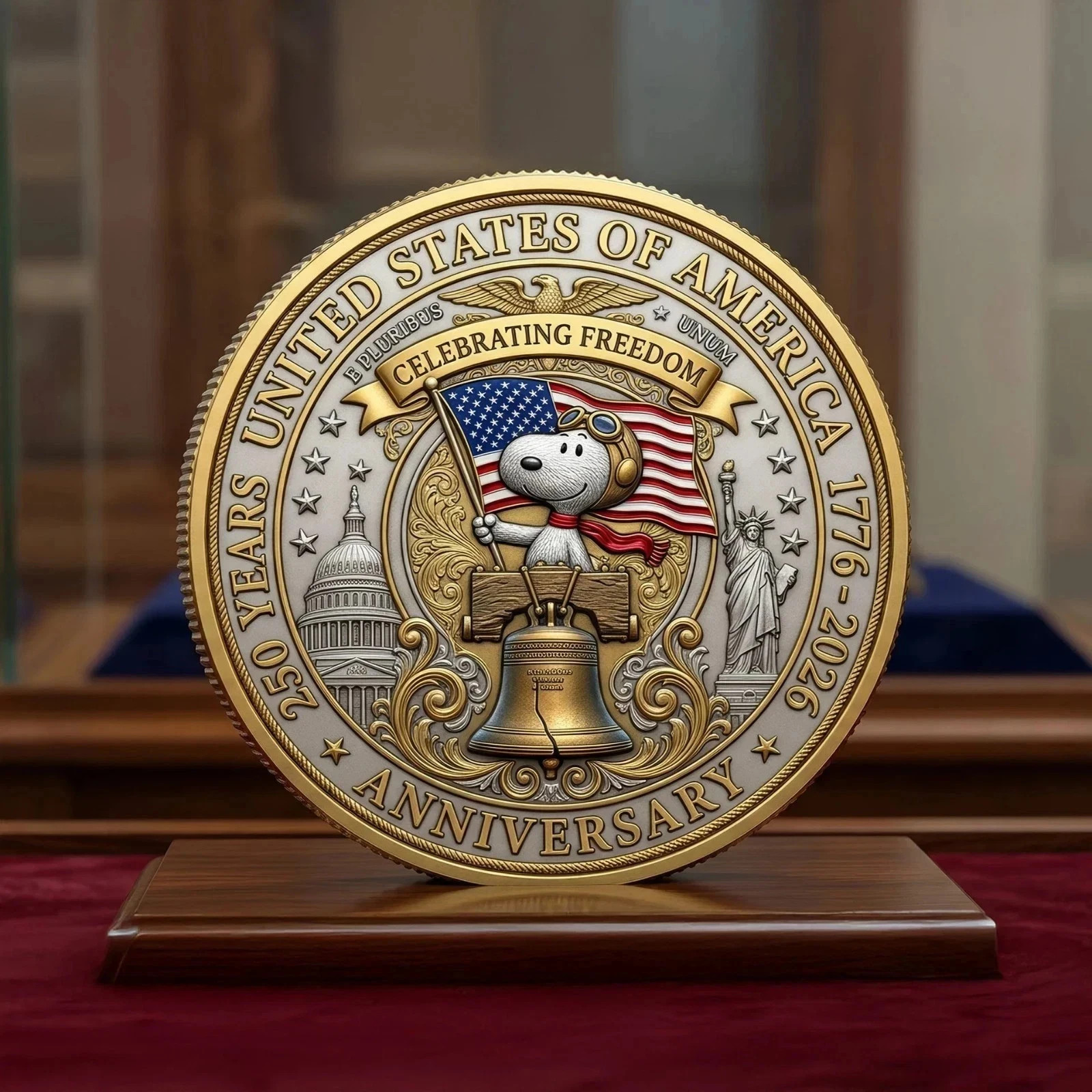 America 250th Anniversary Coin Peanuts Snoopy Celebrating Freedom 1776-2026