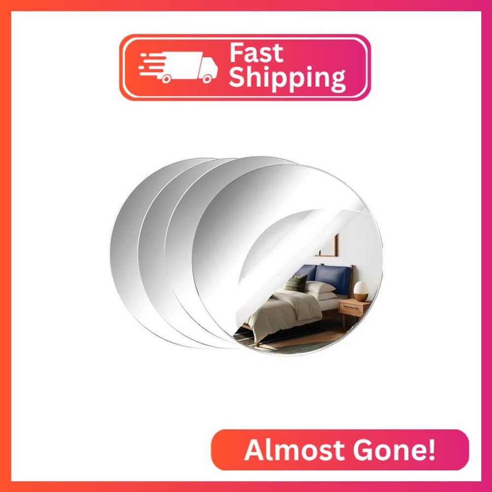 Acrylic Round Mirrors, 8 inch No Glass Circle Mirror Tiles Self Adhesive Mirror
