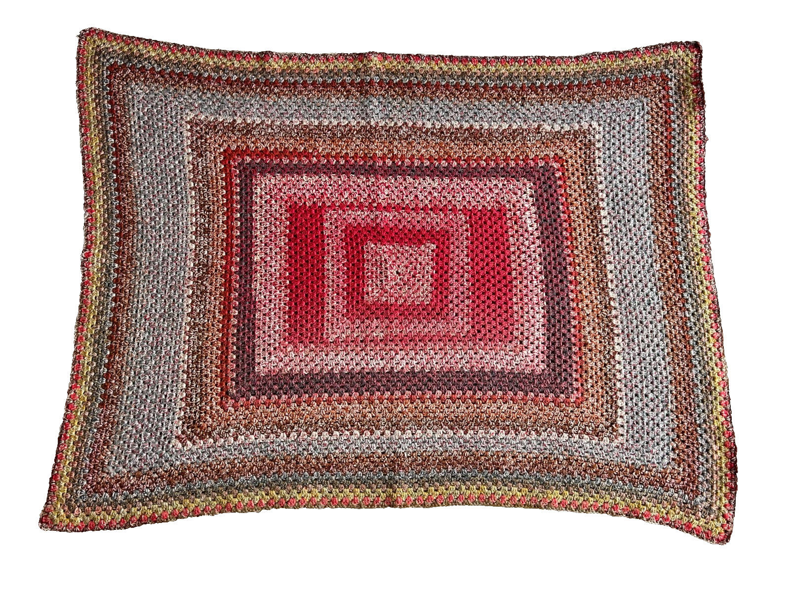 Vintage Handmade Granny Square Afghan Crochet Lap Throw Blanket Colorful