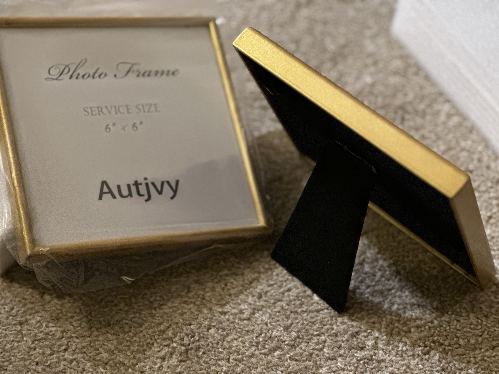 Autjvy Gold Square Photo Picture Frame 6×6 in Freestanding Less Than 6″ Wide