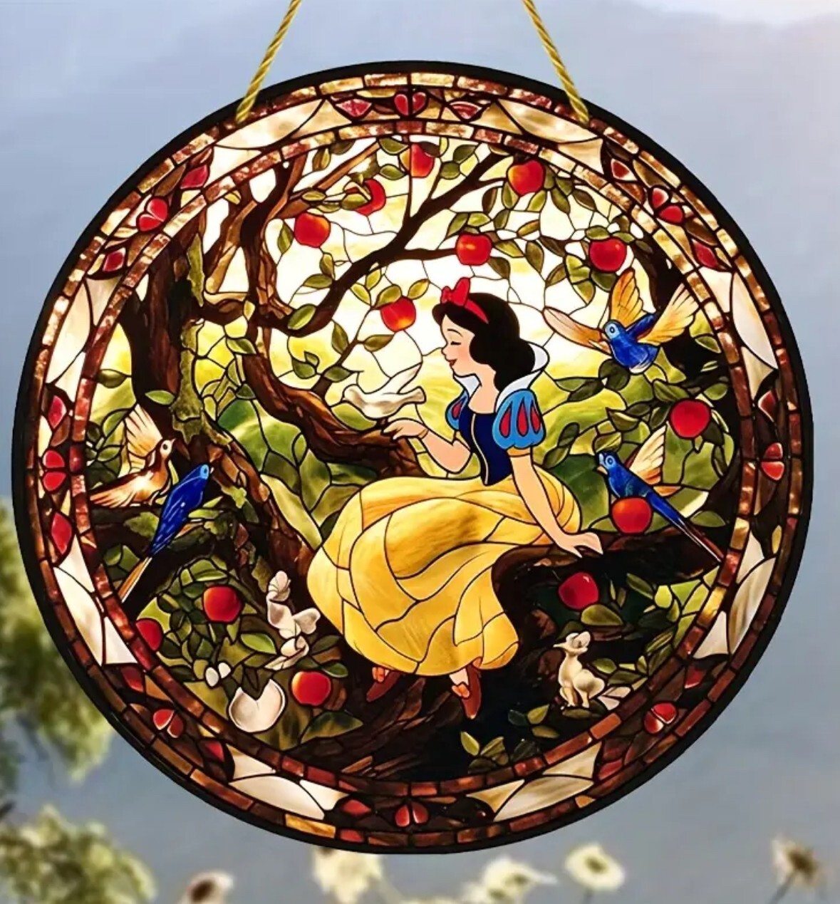 Disney Snow White Suncatcher – 5.91 inch Round Forest Blue Birds