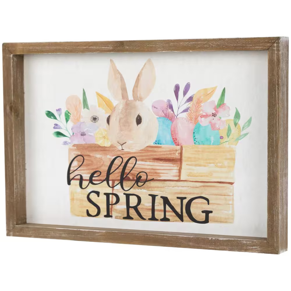 Hello Spring Easter Bunny Wall Sign-7.75 In.