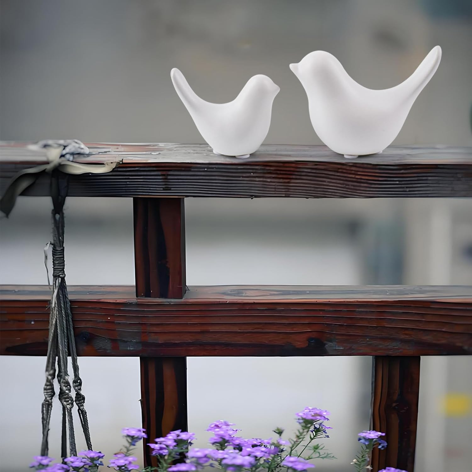2Pcs of Small White Birds Statues Home Decor Modern Style Decorative Ornament