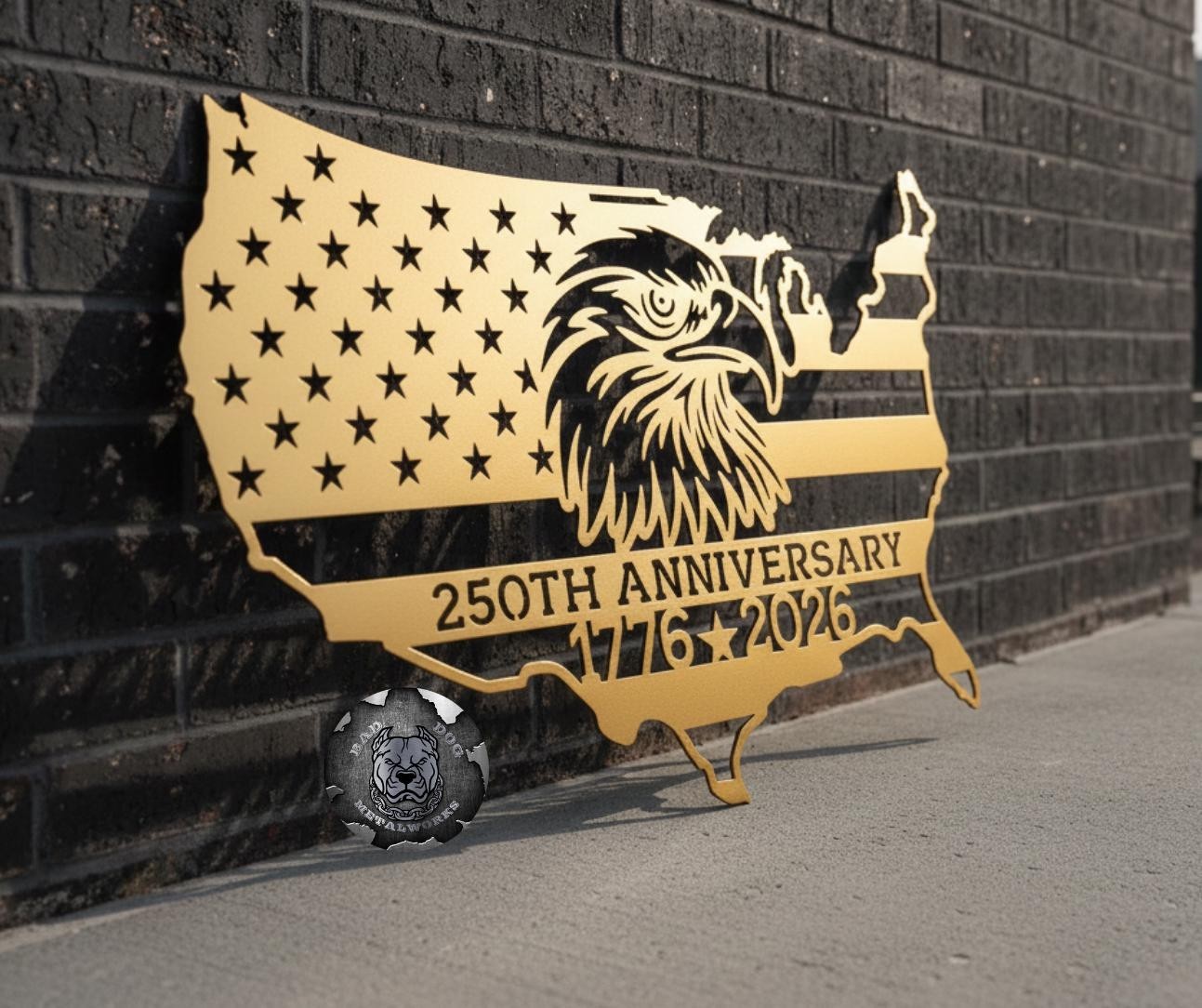USA 250th Anniversary Metal Sign Patriotic Eagle 1776-2026 Wall Decor
