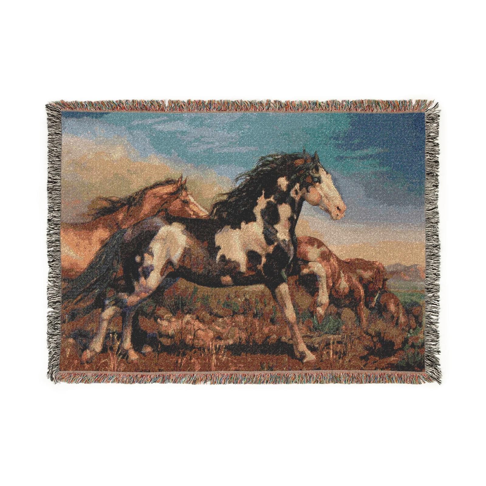 horse discourse woven tapestry blanket [52by37]