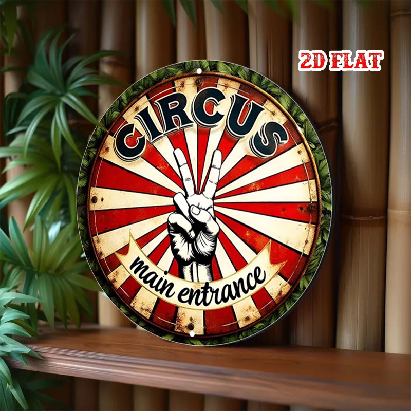 2D Flat, 1pc Vintage Circus Main Entrance Metal Wall Decor – Tin Metal Signs Cir