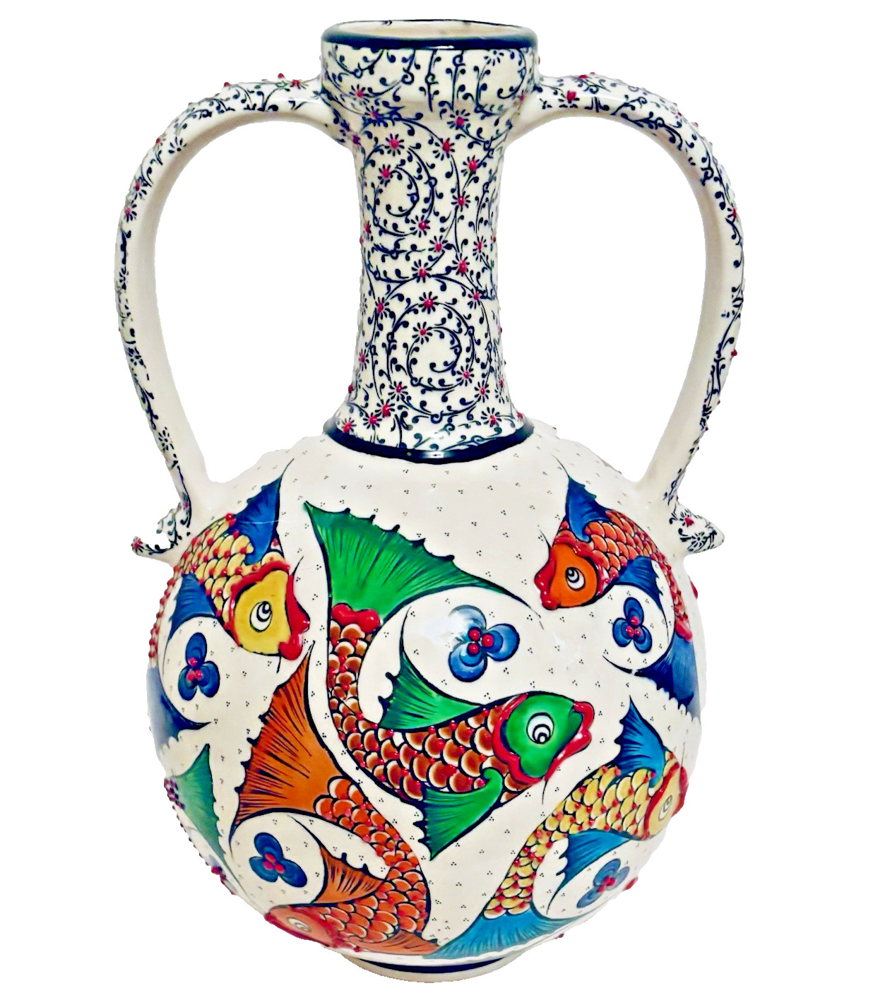 Vintage Hand Crafted Mert El Sanatlari Turkish Iznik Style Bottle Vase