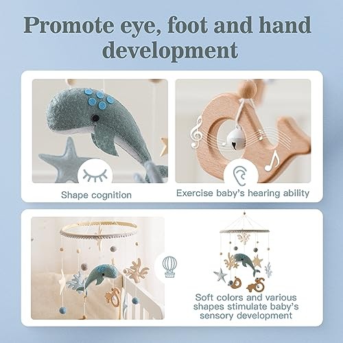 Baby Crib Mobile Ocean Whale Nursery Handmade Ceiling Mobile Unisex
