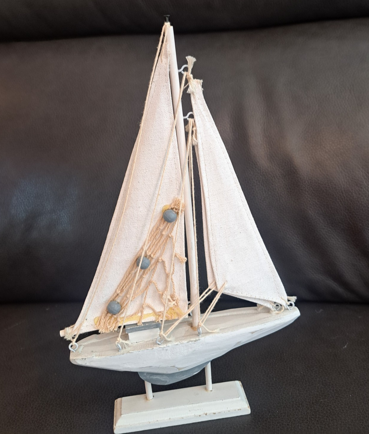 SAILBOAT Home Decor Handmade Wood and Canvas Room Accent 12 ” T 7.25″ W