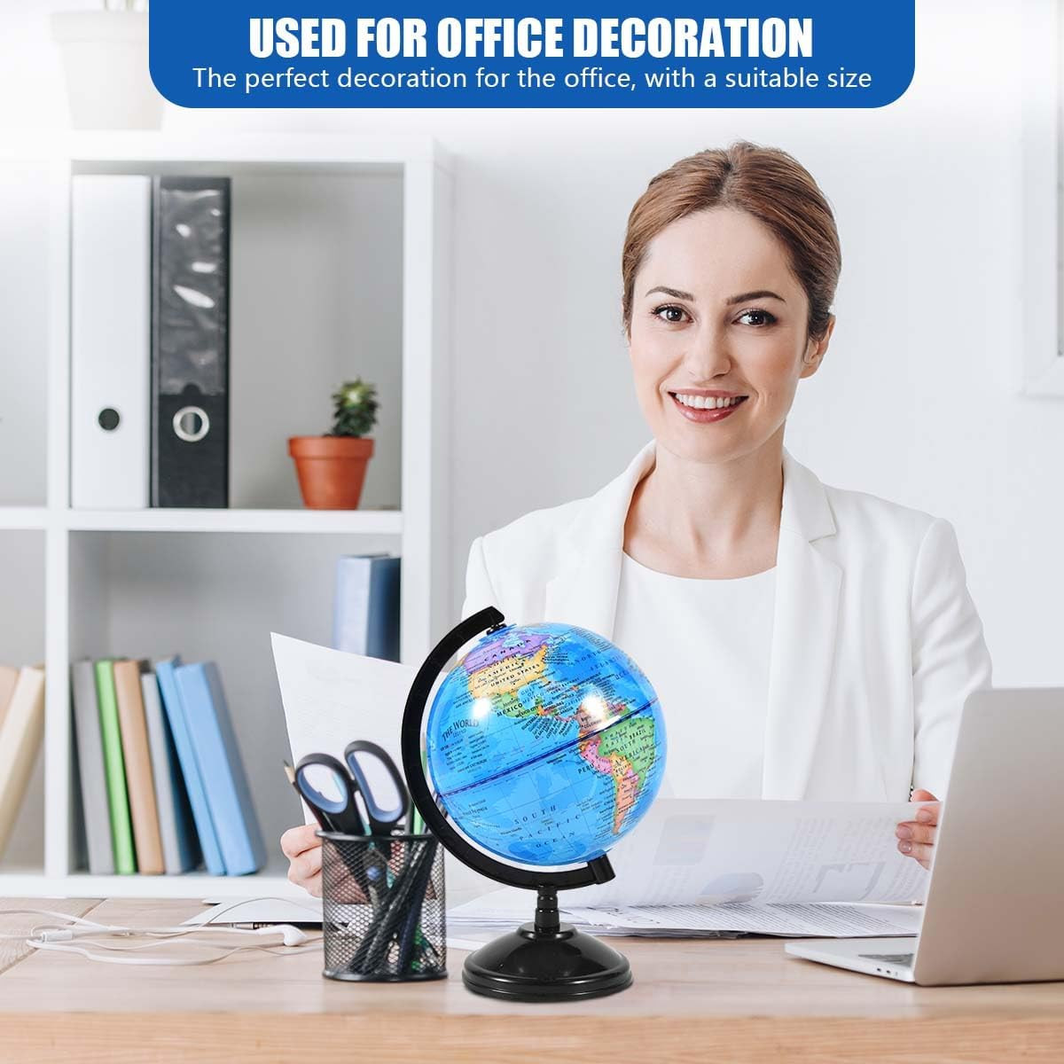 Rotating World Globe 6 Inch Spinning Earth Globe with Stand for Kids Learning Ge