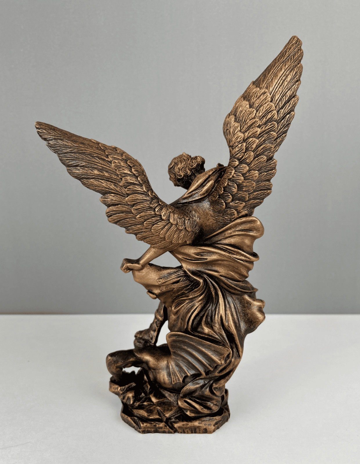 St. Michael Defeating Lucifer Statue, 29cm/11.4 in, Archangel Michael Sculpture