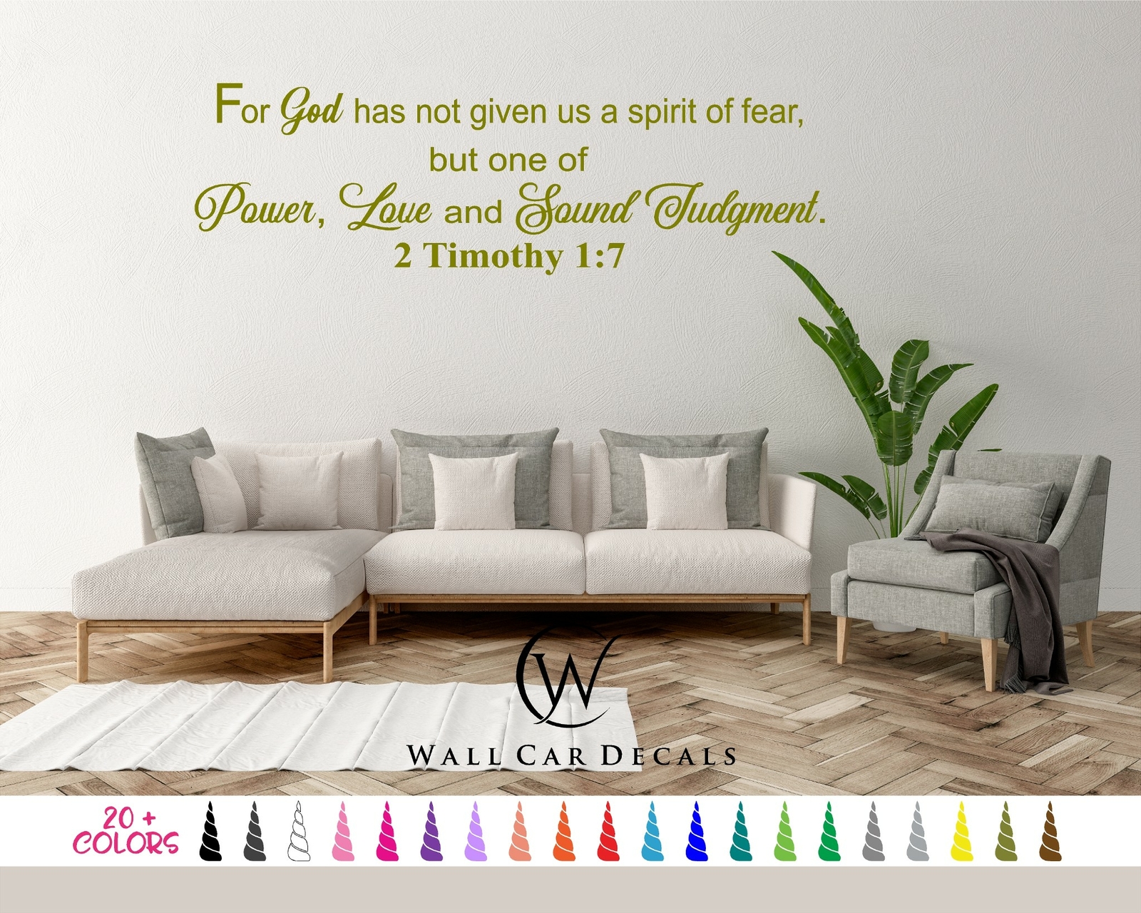 2 Timothy 1:7 Bible Verse Wall Quote Vinyl Decal God Power Love Judgment Sticker
