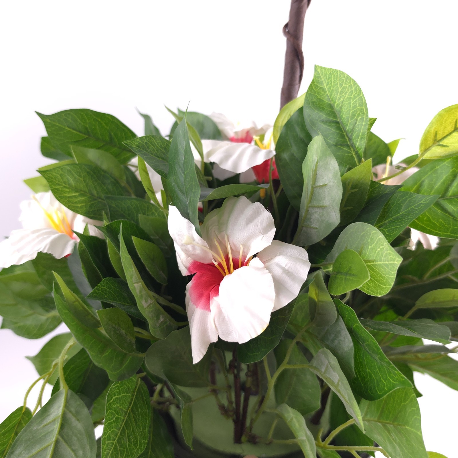 Wicker Park 36″ Tall 2-Tier Faux White Hibiscus Topiary in Pot