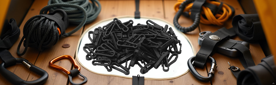 100 Pcs Black Mini Hanging Buckle Plastic Backpack Clasps for Paracord Keychain