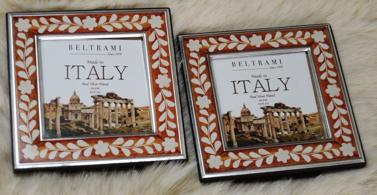 NEW SET OF 2 Beltrami CLeaf Accent Picture Photo Frame 4”x6” Made In Italy