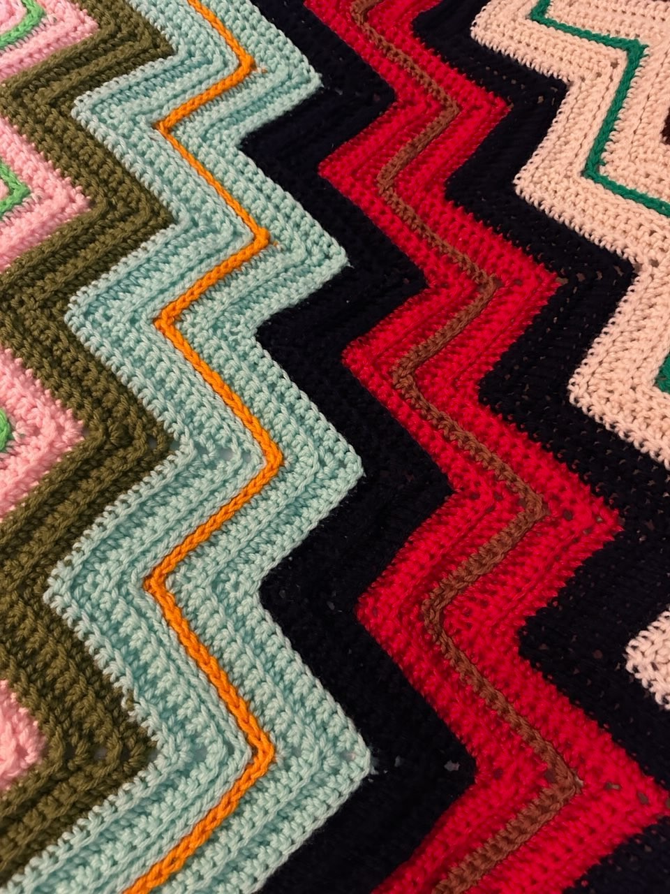 88″x78″ Handmade Afghan Chevron Zig Zag Blanket Crochet