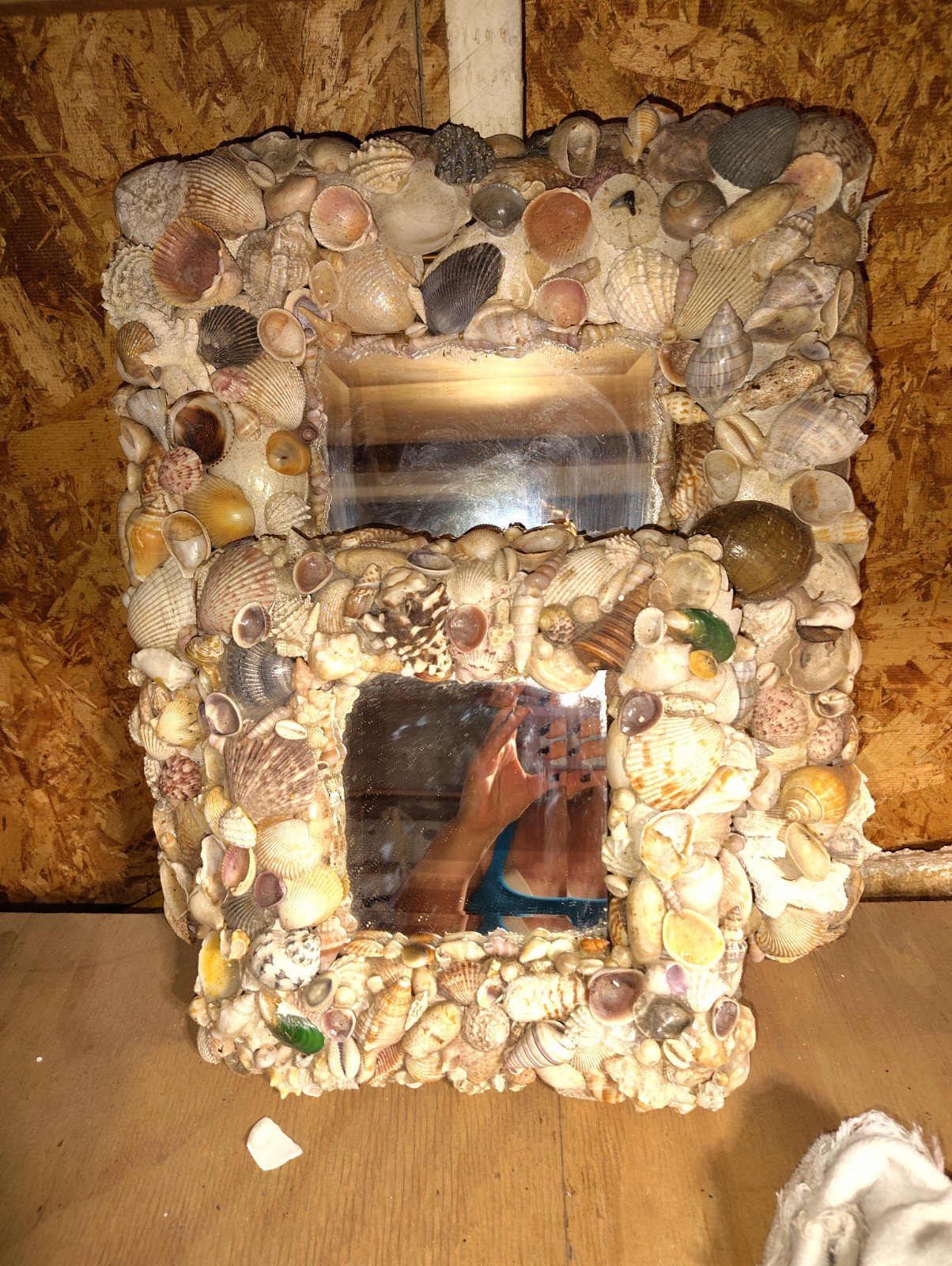 Handmade Shell Framed Square Multicolor Accent Mirrors Set Less Than 10in Each
