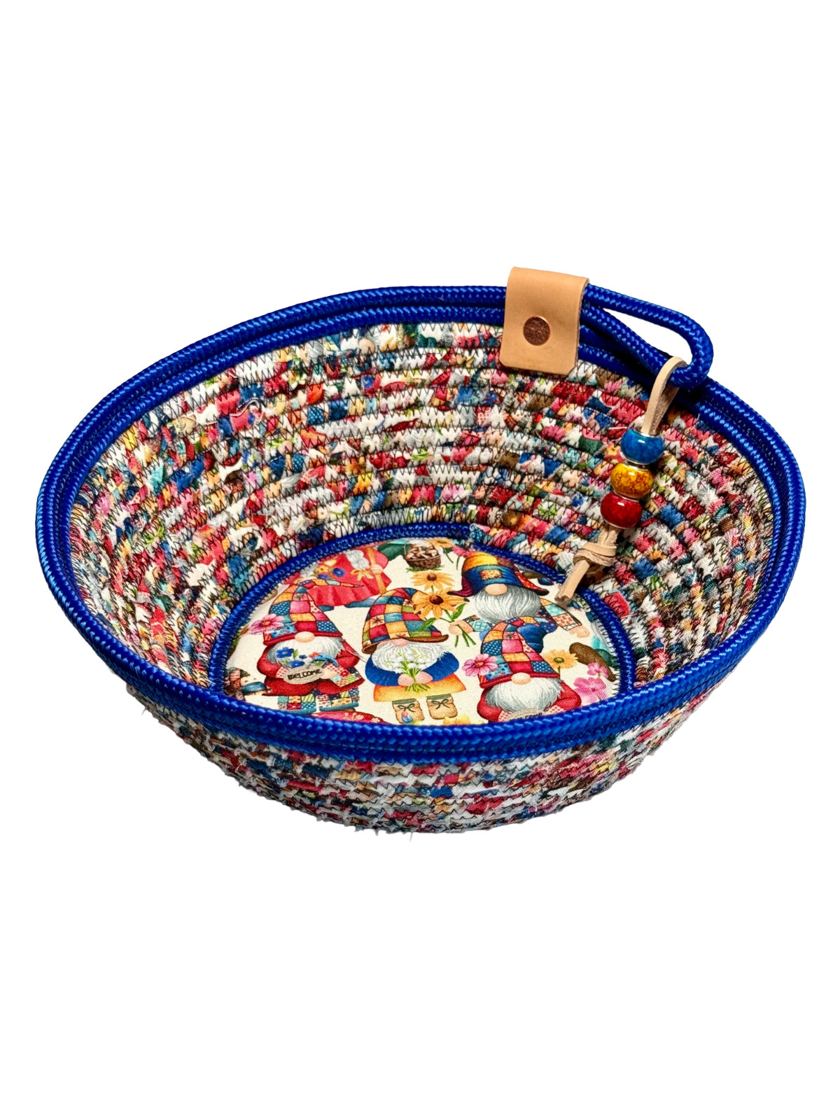 Handmade Fabric Wrapped Rope Bowl Gnomes Colorful Gnomes Nice See Video And Pic