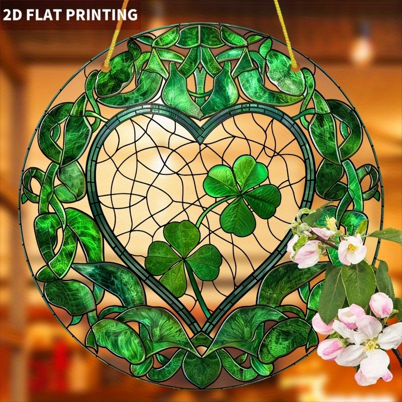 Celtic Knot Heart Shamrock Acrylic Suncatcher St. Patrick’s Day Irish Ornament