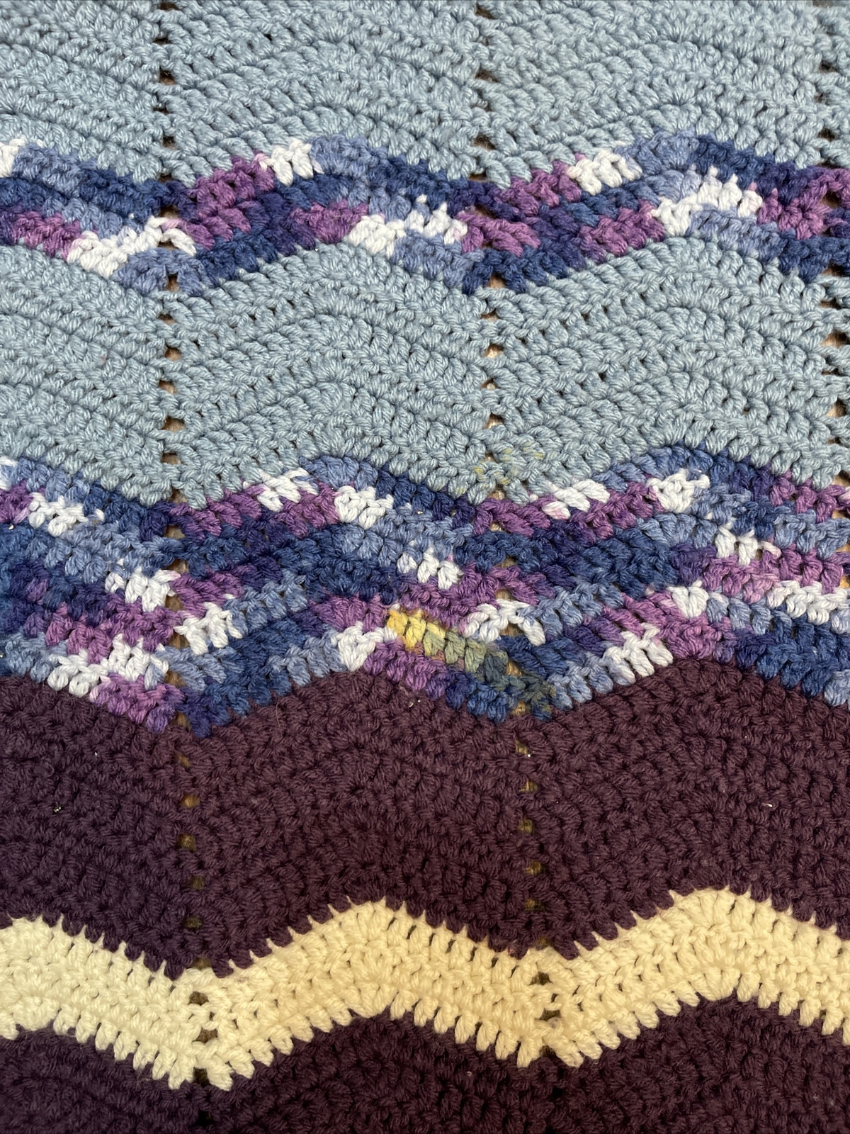 Handmade Multicolored Chevron Afghan Blanket Sofa Throw Approx. 90X38 in