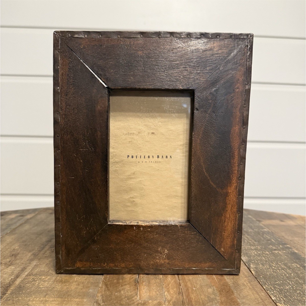Pottery Barn Wood Photo Frame 4×6 Brown Rectangle Freestanding Stand