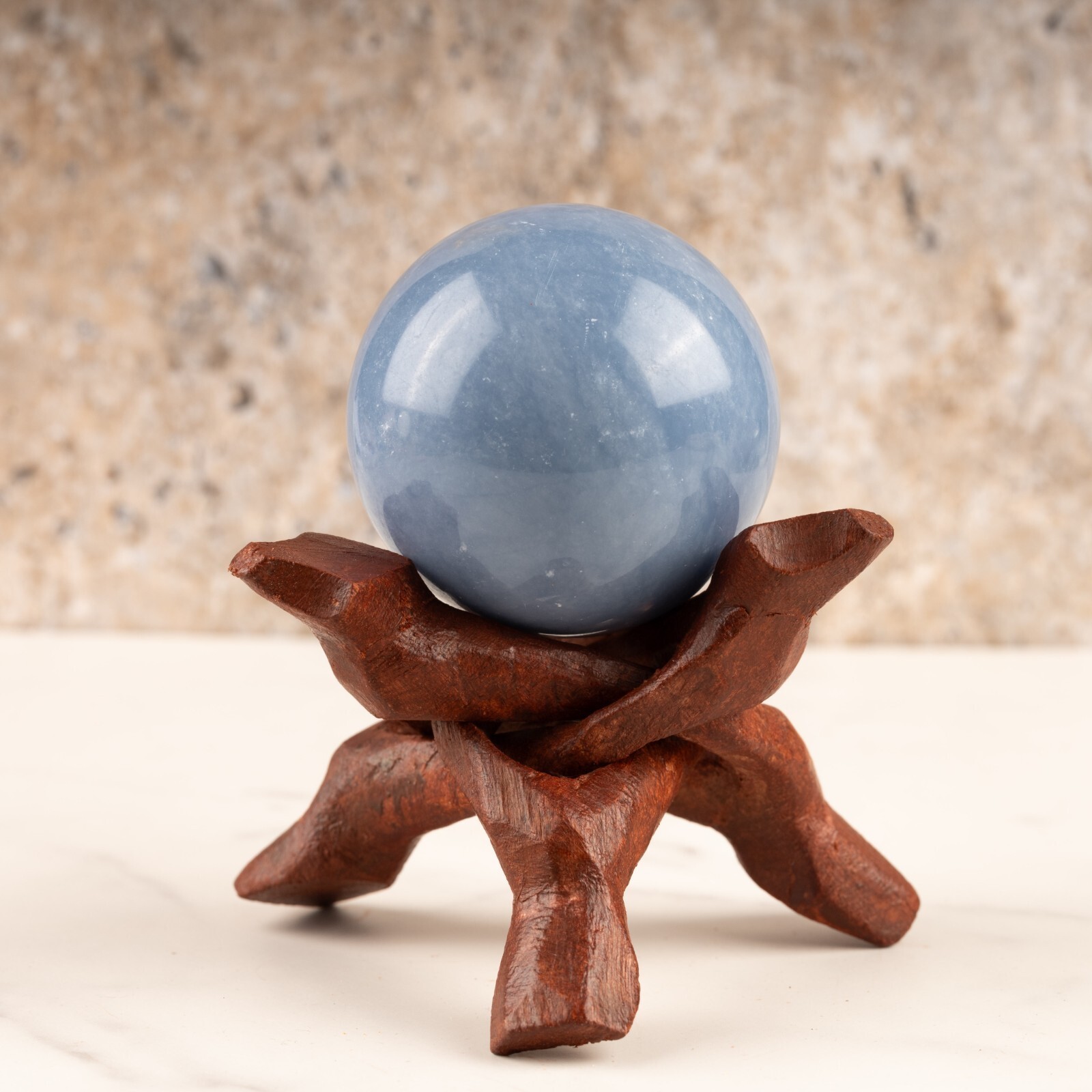 Wooden Tripod Stand, Abalone Shell, Spheres, Geodes Crystal Holder, 3 Sizes