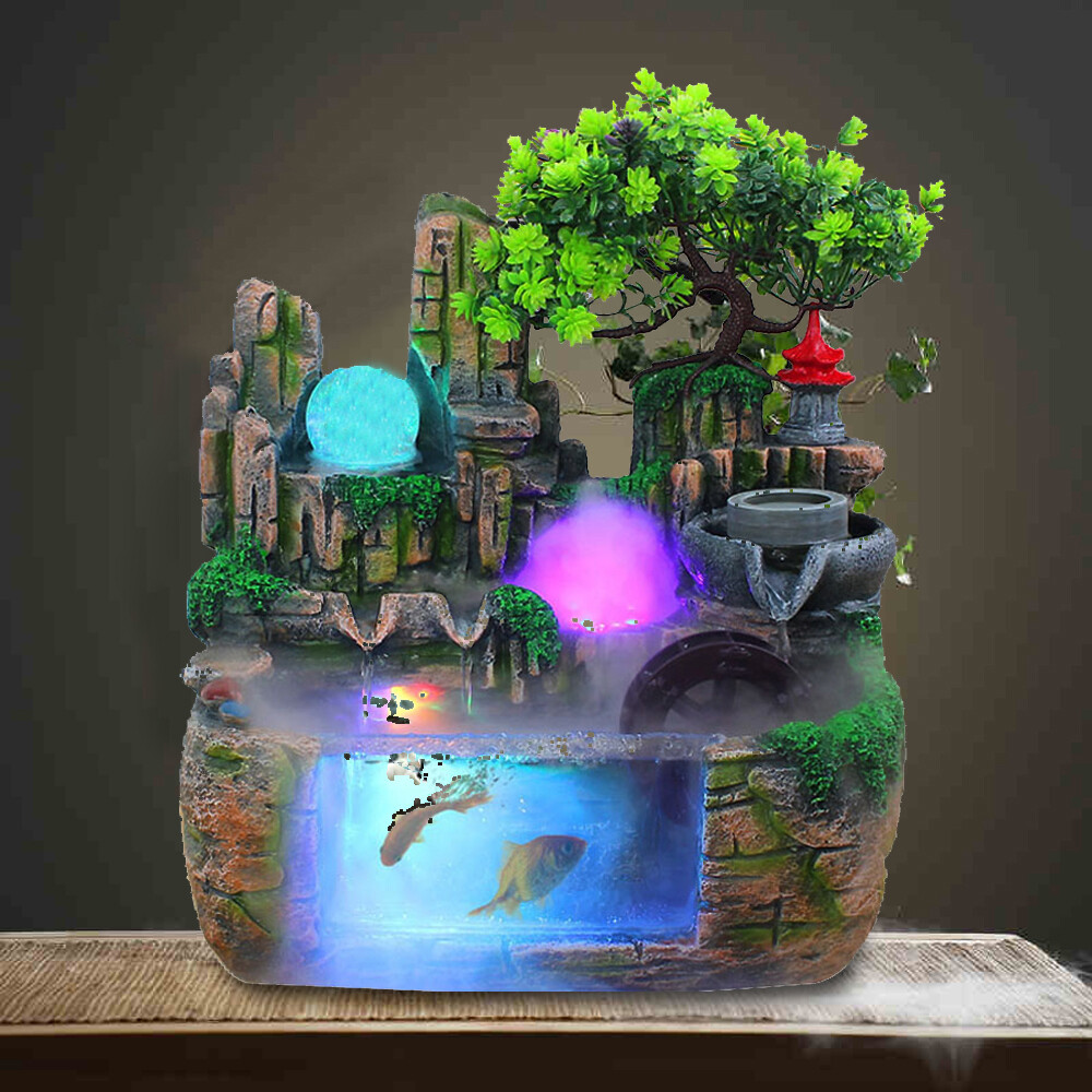 Fountain Rockery Feng Shui Water Sound Fountain Desktop Indoor Waterfall Decor