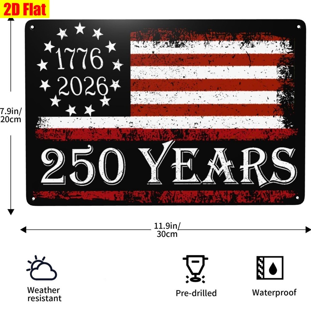 Vintage USA 250th Anniversary Metal Sign Patriotic Home Wall Art Decoration Gift