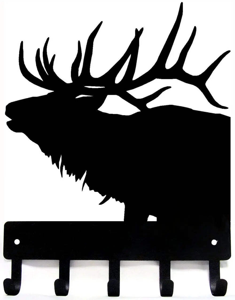 ELK HEAD Wall Art Metal KEY HOLDER Rack Hanger 5 Hooks – Made US
