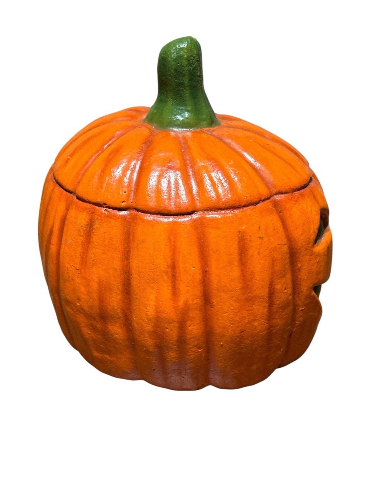 PUMPKIN Heavy 3 Lb Concrete Hand Painted Door Stop Decor 6” Halloween Fall