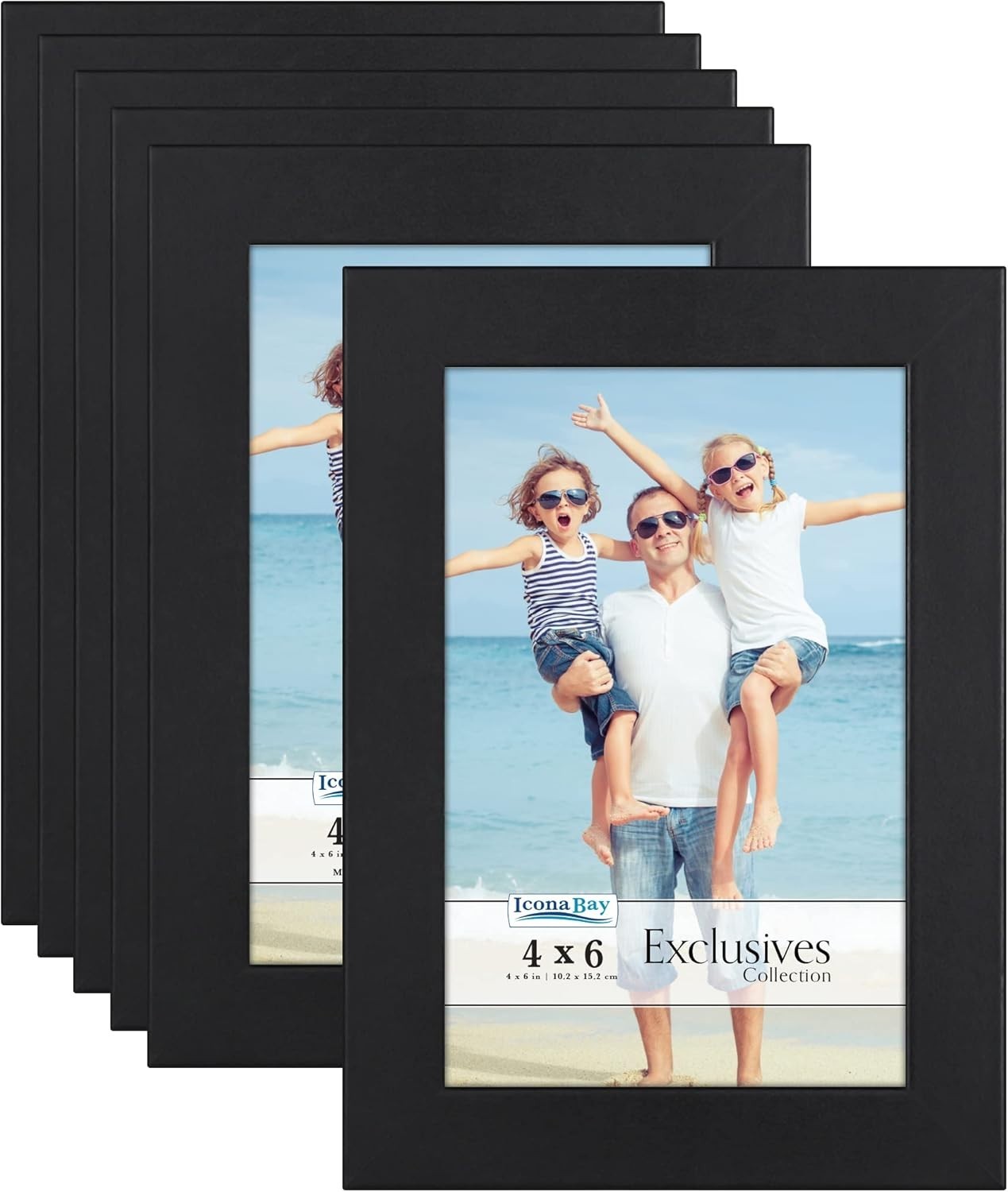 Elegant Black 4×6 Picture Frames – 6 Pack, Tabletop or Wall Mount Safety Assured
