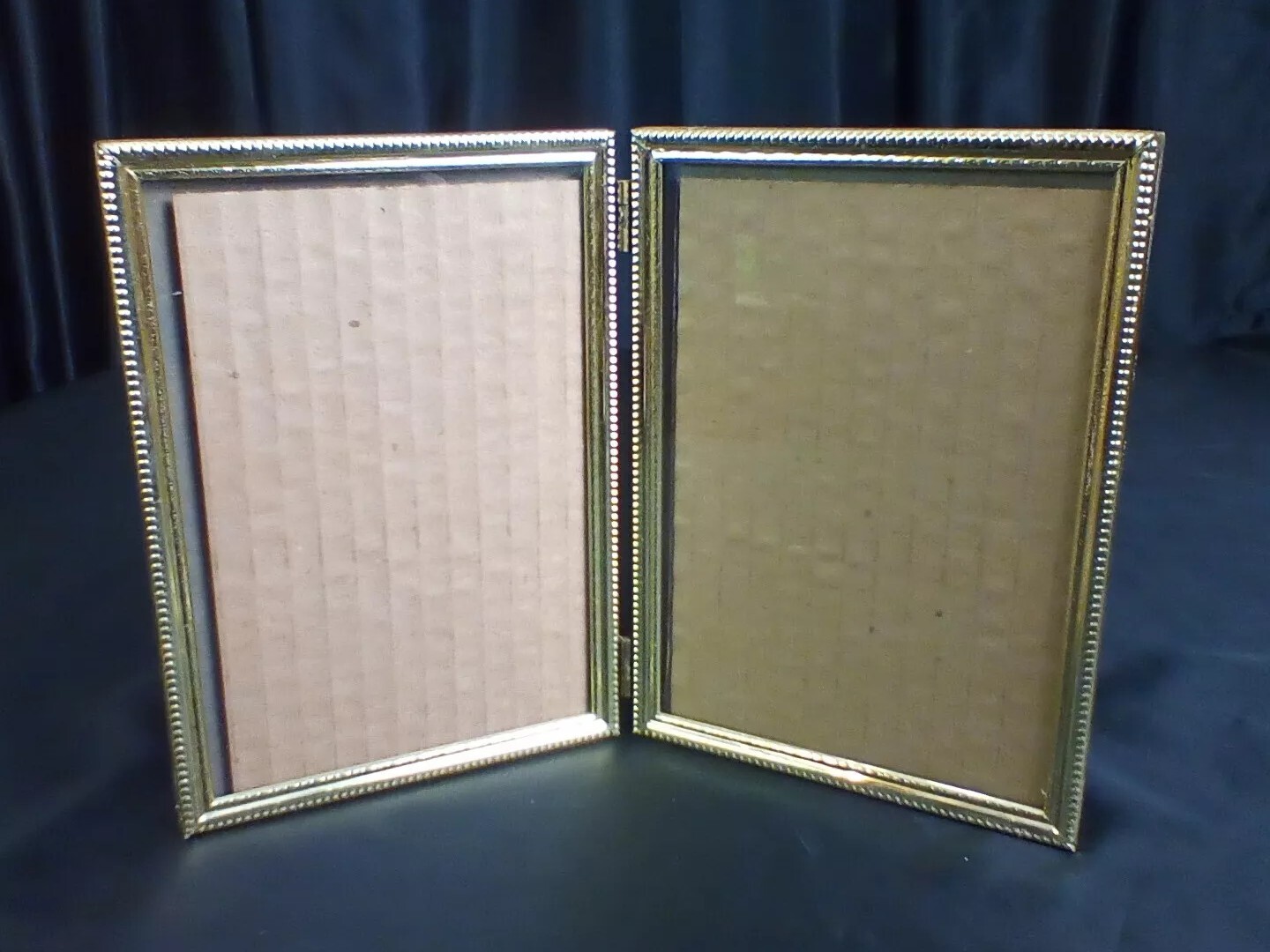 Vintage Photo Frame Gold Metal Double Folding Hindged standing 5″X 7″ MCM