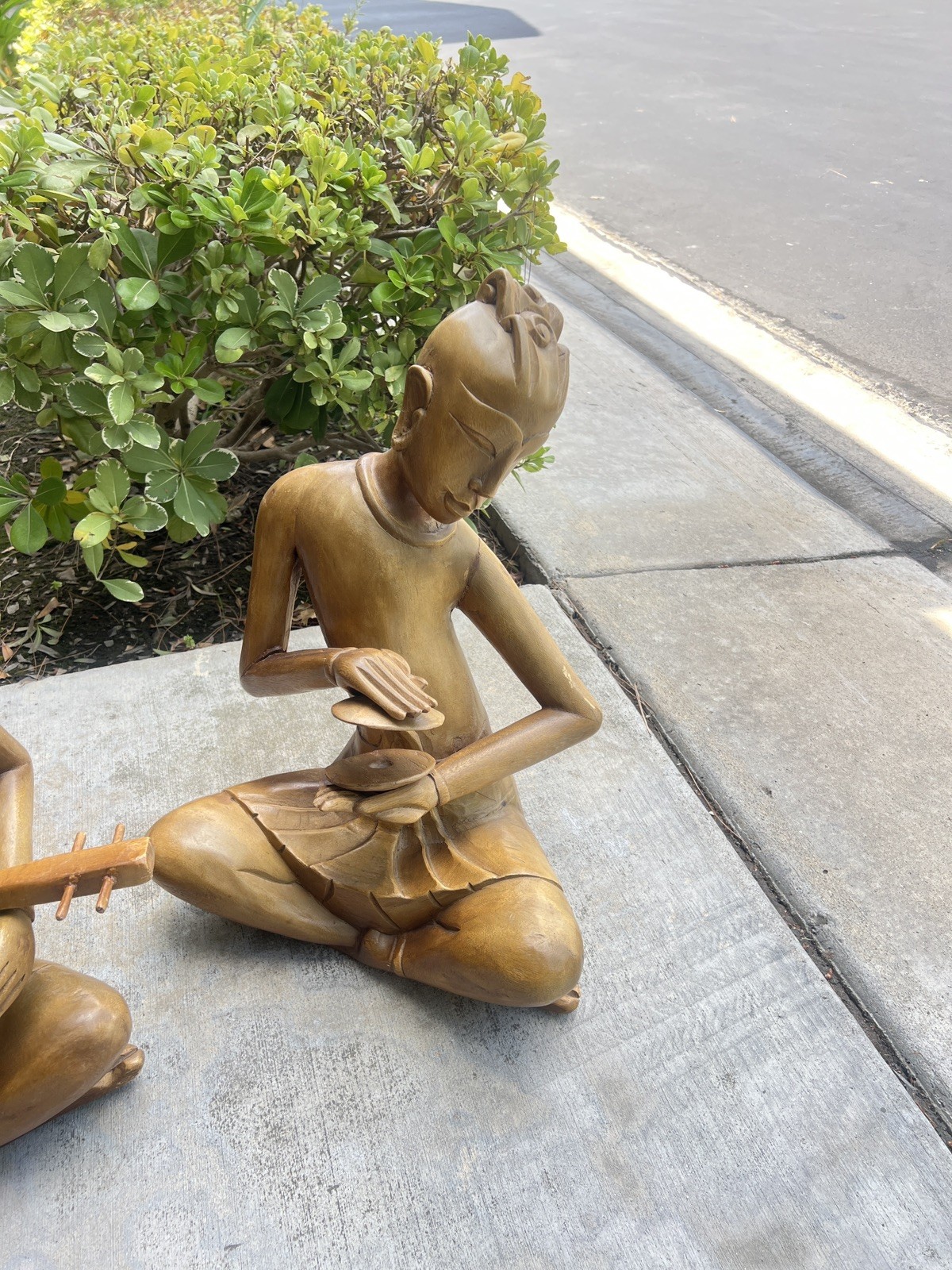 Three Set Of Musicians Wood Carved Statue for Home Decor, Gift Collectible