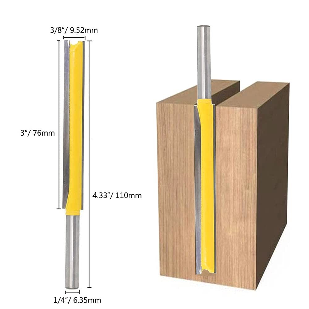Mesee Extra Long Straight Router Bit Set 1/4 Shank 2 3 Inch