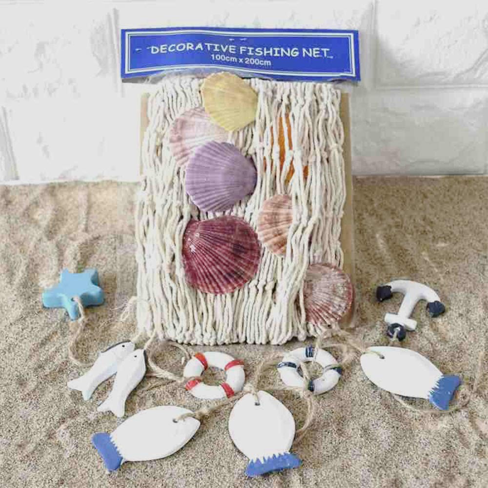 Natural Fishing Net Decor with Shells 79 Inch Beach Theme Decor for Party Hom…