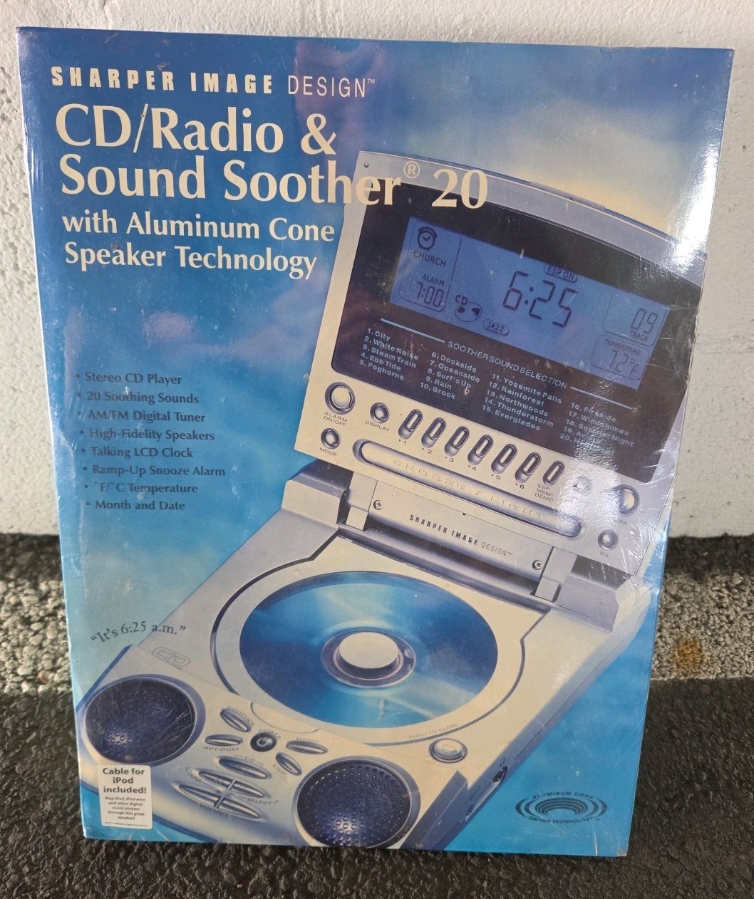 Sharper Image Portable CD/ AM-FM Radio Soother Sound Soother 20 Sealed New